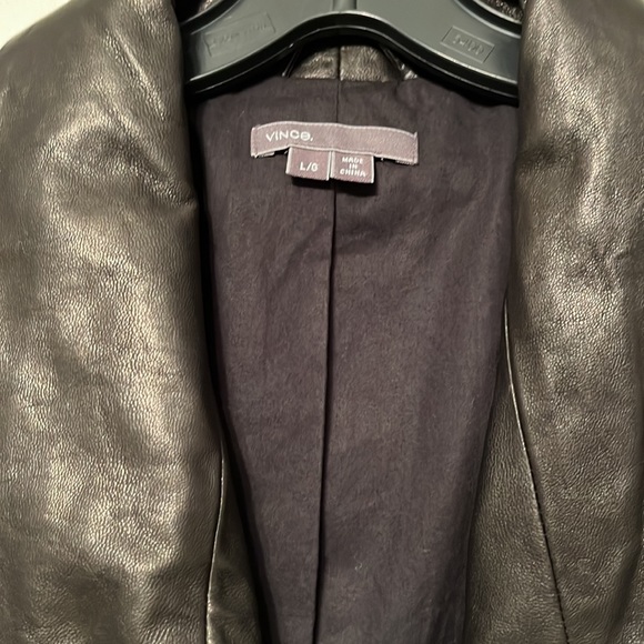 Vince Black Lambskin Leather Jacket Moto Zipped Mixed Media - Picture 4 of 8